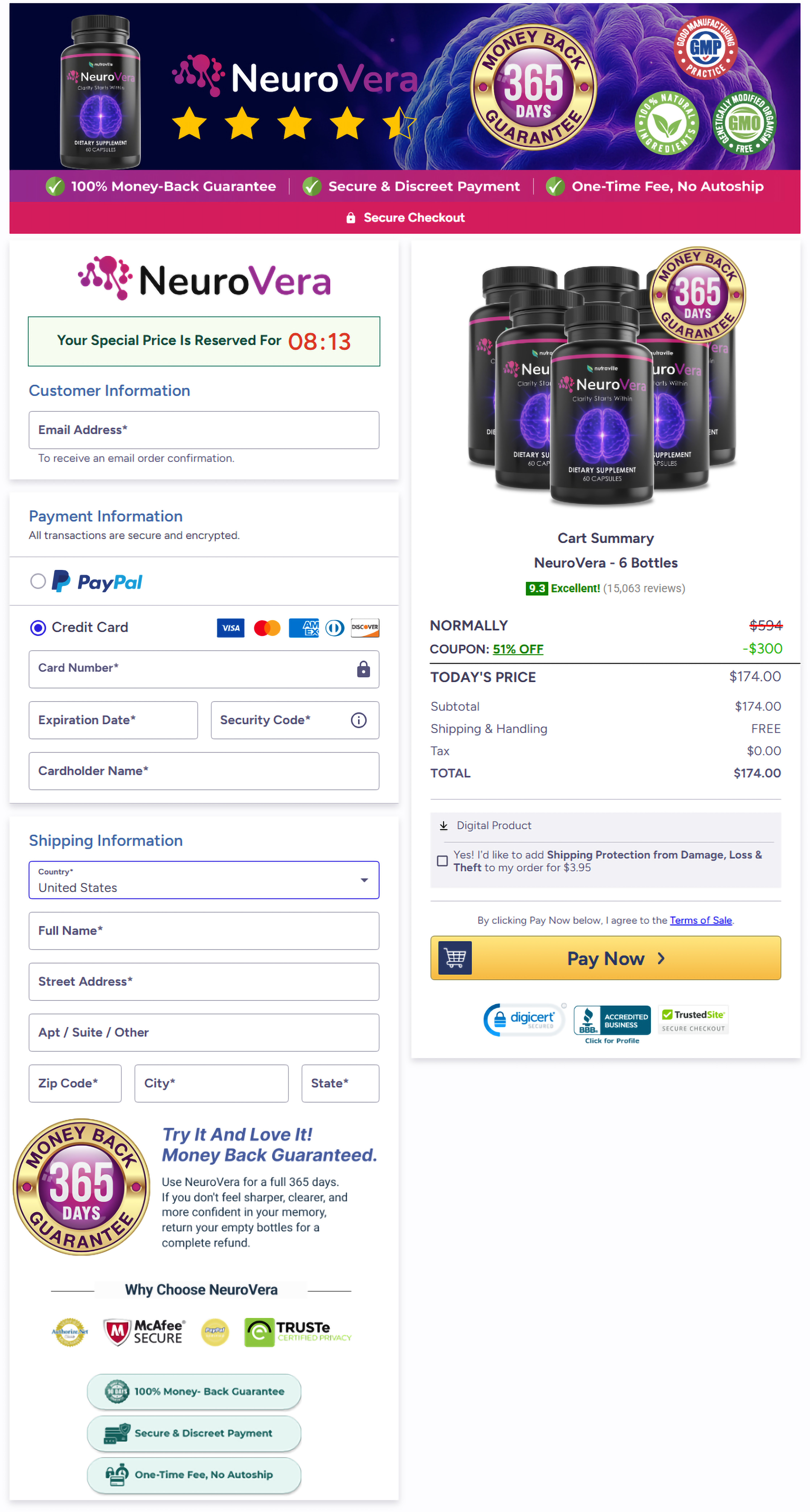 NeuroVera - Order Page